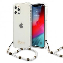 Guess iPhone 12 Pro Max Case Cover Hülle Weiß Pearl Transparent