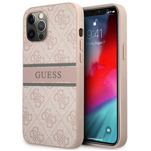 Guess iPhone 12 / 12 Pro Case Cover Hülle 4G Stripe Rose