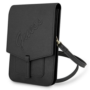 Guess universal smartphone wallet bag Saffiano Script black