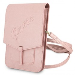 Guess universelle Smartphone Wallet Bag Saffiano Script Rose Gold