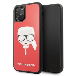 Karl Lagerfeld iPhone 11 Pro Case Cover Red Iconic Glitter Karl`s Head