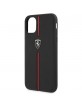 Ferrari iPhone 11 Case Cover Off Track leather Black Nylon Stripe Red