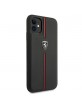 Ferrari iPhone 11 Case Cover Off Track leather Black Nylon Stripe Red