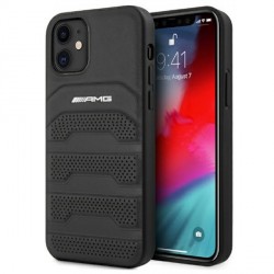 AMG iPhone 12 mini case cover real leather Debossed black