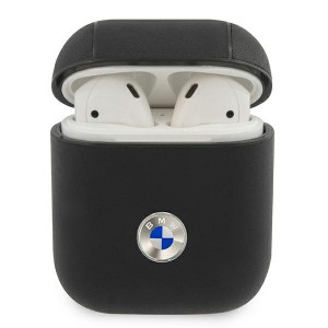 BMW AirPods 1 / 2 genuine leather Cover / Case Black Silver Logo