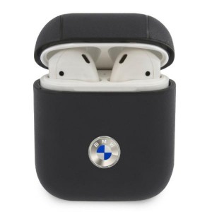 BMW AirPods 1 / 2 genuine leather Cover / Case Navy blue Silver Logo