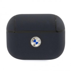 BMW AirPods Pro Echtleder Hülle Cover / Case Blau Silver Logo