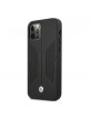 BMW iPhone 12 Pro Max Case Cover Sides Perforate Genuine Leather Black