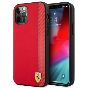 Ferrari iPhone 12 / 12 Pro Hülle Case Cover On Track Stripe Carbon Rot
