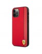 Ferrari iPhone 12 / 12 Pro Hülle Case Cover On Track Stripe Carbon Rot