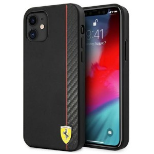 Ferrari iPhone 12 mini Hülle Case Cover On Track Stripe Carbon Schwarz