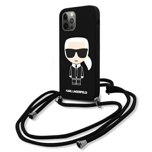 Karl Lagerfeld iPhone 12 Pro Max Hülle Case Cover Leine Schwarz