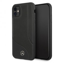 Mercedes iPhone 11 Case Cover Real Leather Area Black
