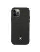 Mercedes iPhone 12 Pro Max Case Cover Stars Pattern Real Leather Black