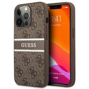 Guess iPhone 13 Pro Max Hülle Case Cover 4G Stripe Braun
