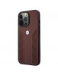 BMW iPhone 13 Pro Case Cover Curve Perforate Red Real Leather