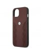 BMW iPhone 13 Case Cover Curve Perforate Real Leather Red