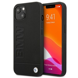 BMW iPhone 13 Case Cover Hot Stamp Genuine Leather Black