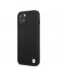 BMW iPhone 13 mini case cover hot stamp real leather black