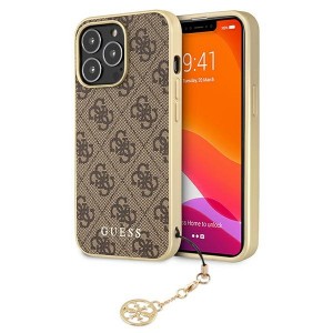 Guess iPhone 13 Pro Case Cover 4G Charms Brown