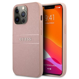 Guess iPhone 13 Pro Case Cover Saffiano Stripe Pink