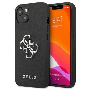 Guess iPhone 13 Case Cover Saffiano 4G Metal Logo Black