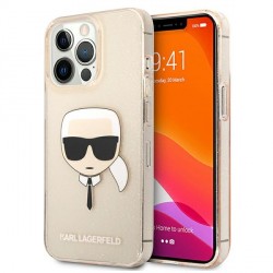 Karl Lagerfeld iPhone 13 Pro Case Cover Hülle Karl`s Head Glitter Gold