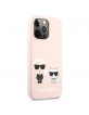 Karl Lagerfeld iPhone 13 Pro Hülle Case Cover Silikon Karl & Choupette Rose