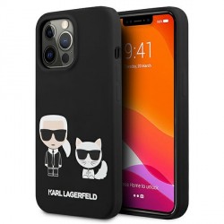 Karl Lagerfeld iPhone 13 Pro Max Hülle Case Cover Silikon Karl & Choupette schwarz