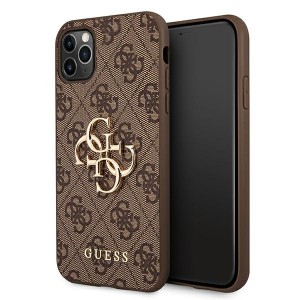 Guess iPhone 11 Pro Max Hülle Case Cover 4G Big Metal Logo Braun