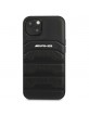 AMG iPhone 13 Case Cover Genuine Leather Black Debossed Lines