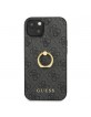 Guess iPhone 13 Case Cover Gray 4G Ring Stand Grey