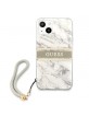 Guess iPhone 13 mini case cover marble with loop white / gray