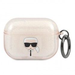 Karl Lagerfeld AirPods Pro Case Cover Gold Glitter Karl`s Head