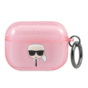 Karl Lagerfeld AirPods Pro Case Cover Pink Glitter Karl`s Head