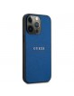 Guess iPhone 13 Pro Case Cover Saffiano Strap Blue