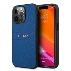 Guess iPhone 13 Pro Max Hülle Case Cover Saffiano Strap Blau