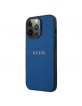 Guess iPhone 13 Pro Max Hülle Case Cover Saffiano Strap Blau