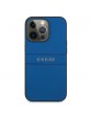 Guess iPhone 13 Pro Max Hülle Case Cover Saffiano Strap Blau