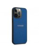 Guess iPhone 13 Pro Max Hülle Case Cover Saffiano Strap Blau