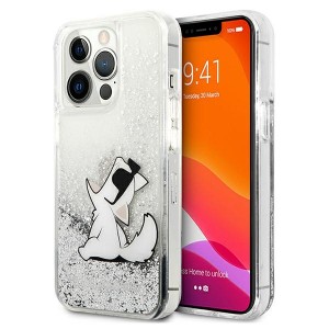 Karl Lagerfeld iPhone 13 Pro Case Cover Silver Liquid Glitter Choupette Fun