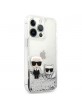 Karl Lagerfeld iPhone 13 Pro Case Cover Liquid Glitter Karl & Choupette Silver