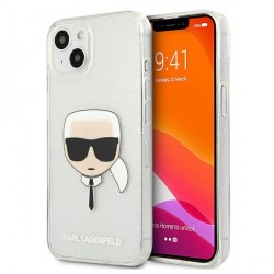 Karl Lagerfeld iPhone 13 mini Hülle Case Cover Glitter Karl`s Head Silber
