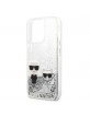 Karl Lagerfeld iPhone 13 Pro Max Case Cover Liquid Glitter Karl & Choupette Silver