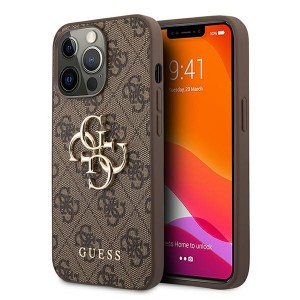 Guess iPhone 13 Pro Case Cover Hülle 4G Big Metal Logo Braun