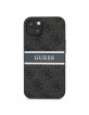 Guess iPhone 13 mini Hülle Case Cover 4G Stripe Grau / Silber