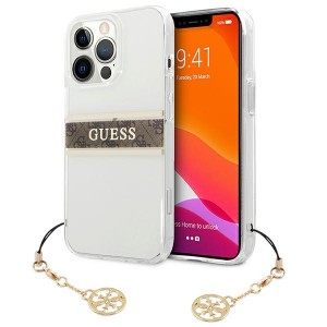 Guess  iPhone 13 Pro Max Hülle Case Cover Transparent 4G Brown Strap Charm