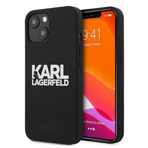 Karl Lagerfeld iPhone 13 mini Hülle Case Cover Silikon Schwarz Stack Logo