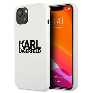 Karl Lagerfeld iPhone 13 mini Hülle Case Cover Silikon Weiß Stack Logo