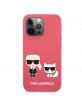 Karl Lagerfeld iPhone 13 Pro Max Case Cover Hülle Silikon Karl / Choupette Fuchsia